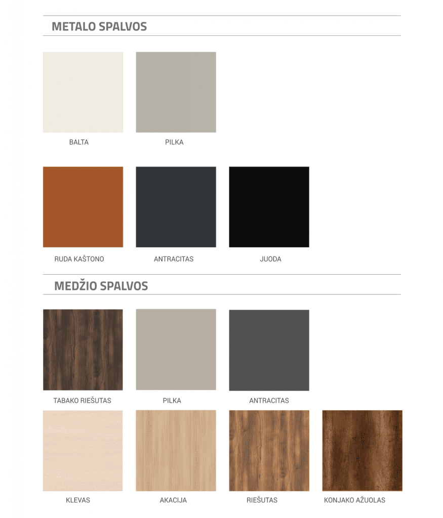 Vadovo baldai STEP_medžiagos