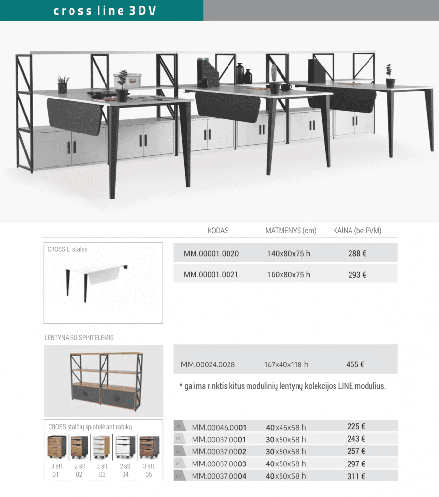 DARBUOTOJU BALDŲ SISTEMA CROSS _LINE_ 3 DV